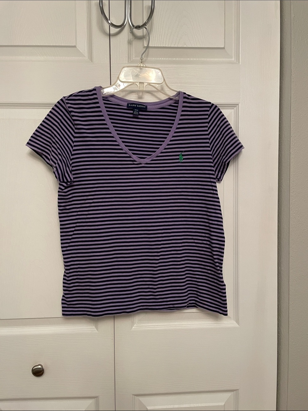 Ralph Lauren Striped Pullover V Neckline Shirt Medium Lightly Used